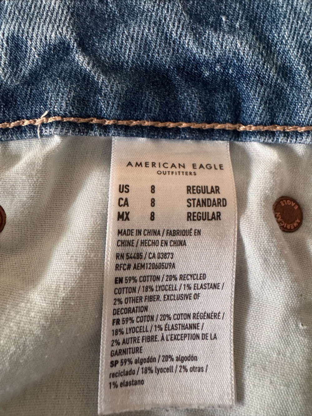 American Eagle Outfitters Wide-Leg High-Rise Jeans - Medium Blue - Picture 3 of 3